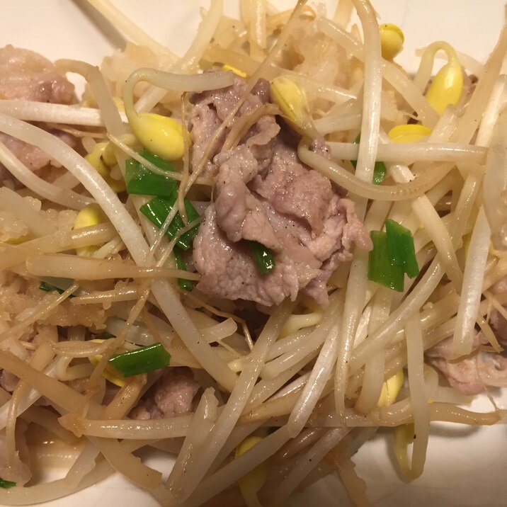 豆もやしと豚肉のみぞれ炒め